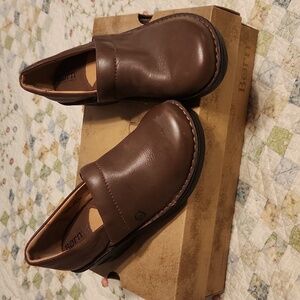 Born Women's Brown Leather Slip-On Clogs